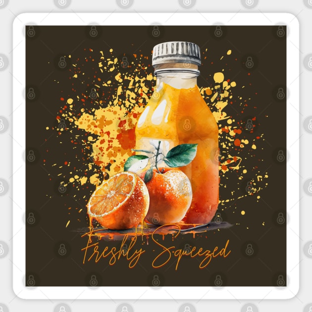 Watercolor Orange Juice Freshly Squeezed Magnet by HolidayBug